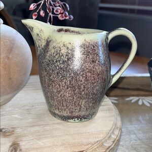 Vintage Ceramic Pitcher in Cream and Brown